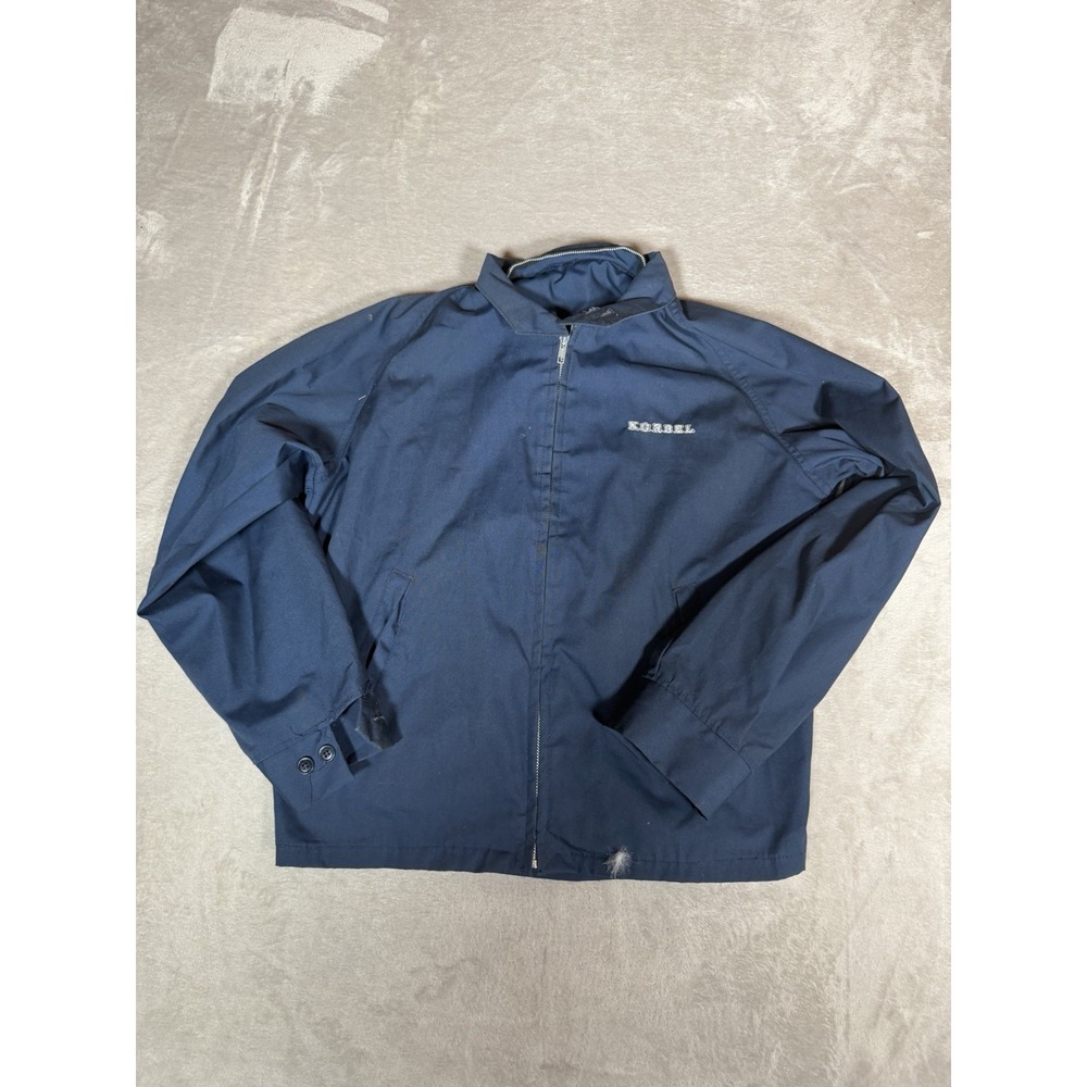 Vintage Korbel Champagne Jacket Mens Large Navy Blue USA Made Upstream Bomber